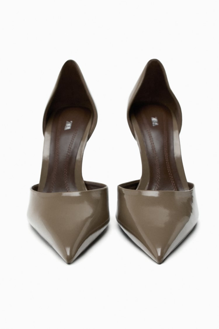 ZARA Taupe Grey Court Heels with Open Sides