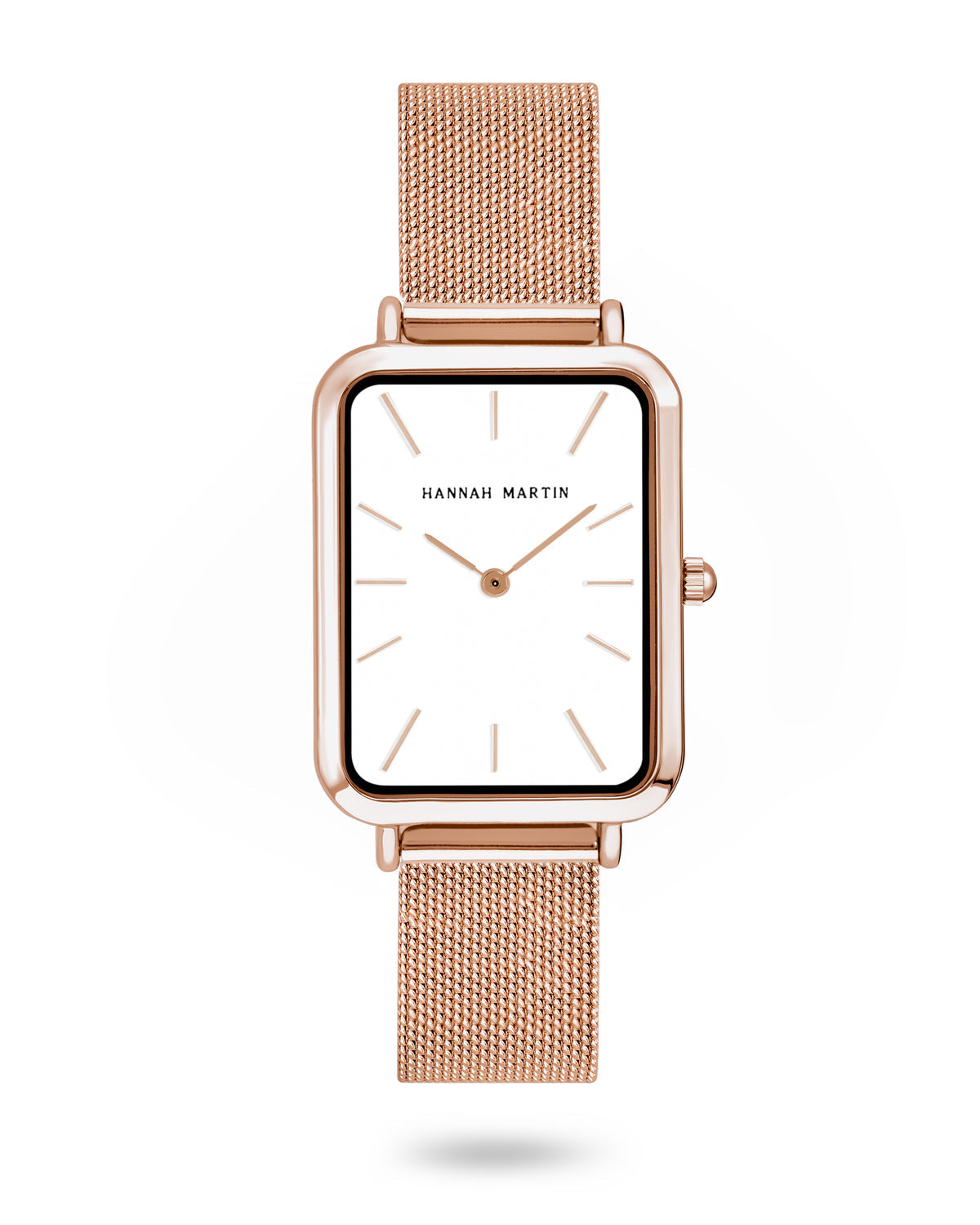 Hannah Martin Luxury Rectangular Watch – Rose Gold & White Dial (with Bangle)