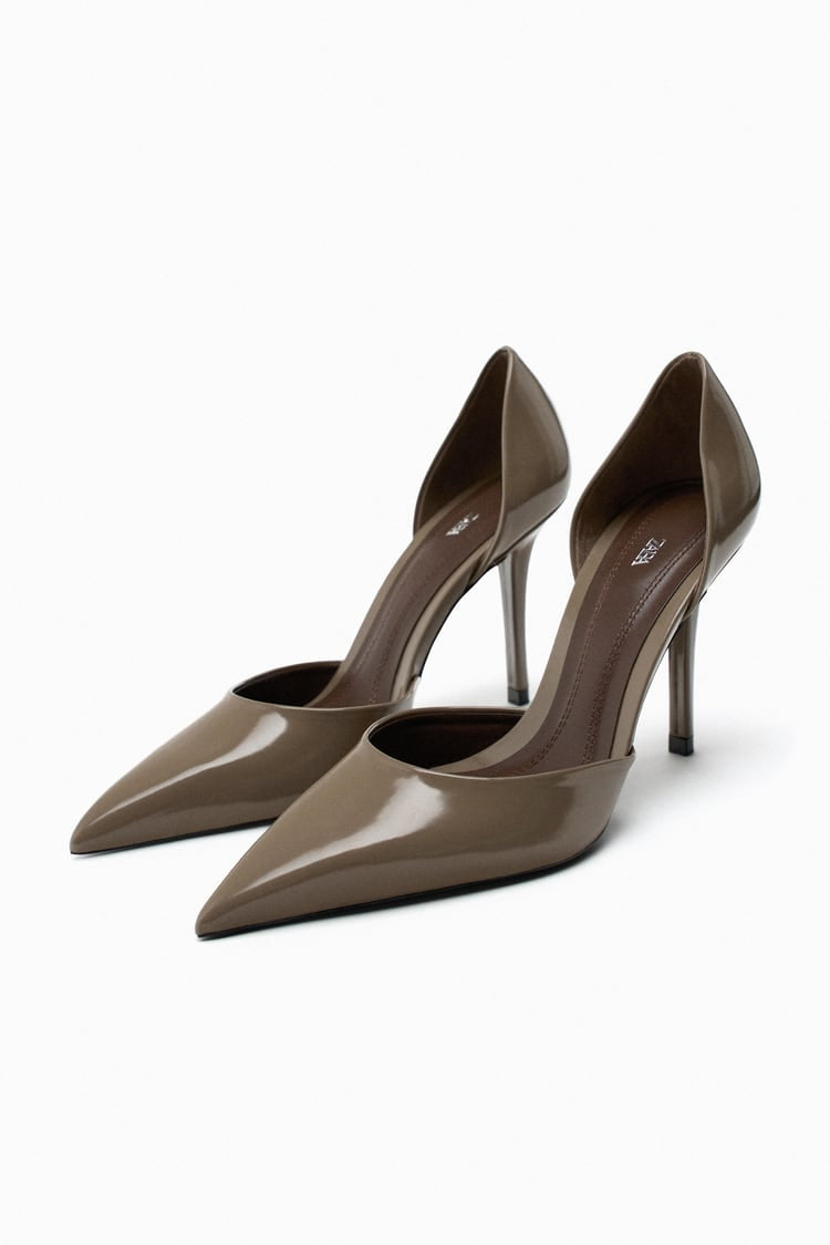ZARA Taupe Grey Court Heels with Open Sides