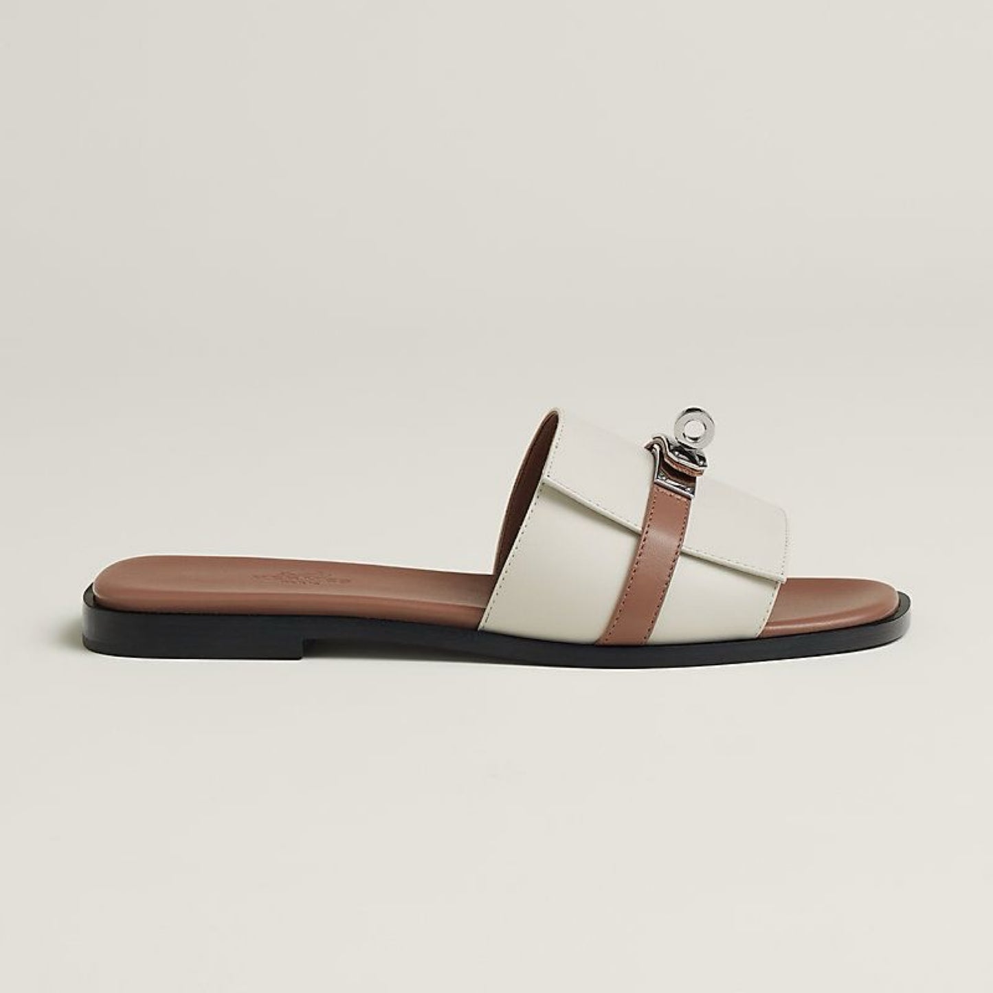 Giulia Slide Sandals – White Edition with Silver Detail