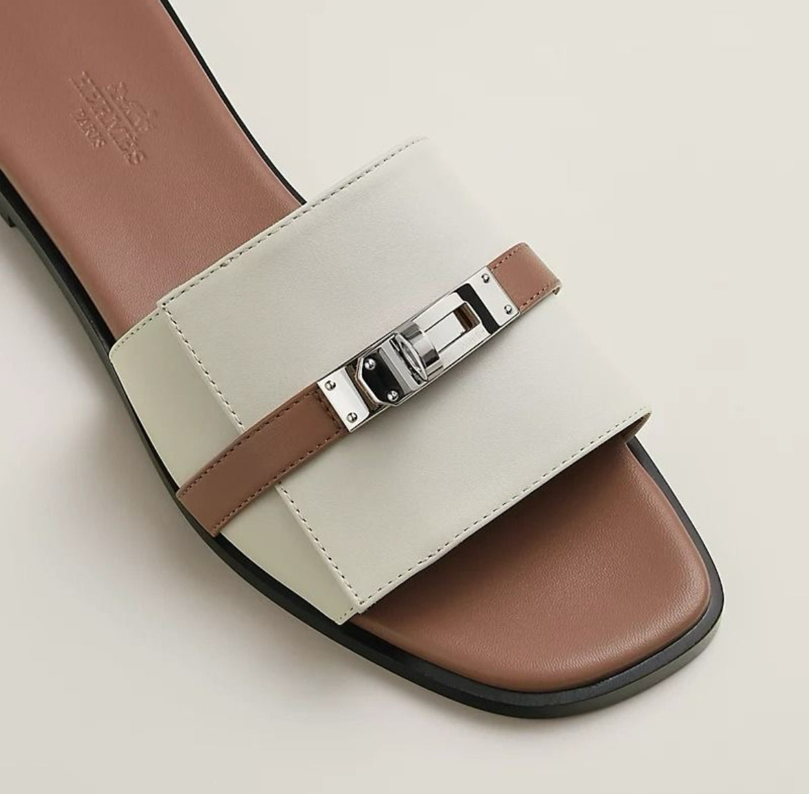 Giulia Slide Sandals – White Edition with Silver Detail