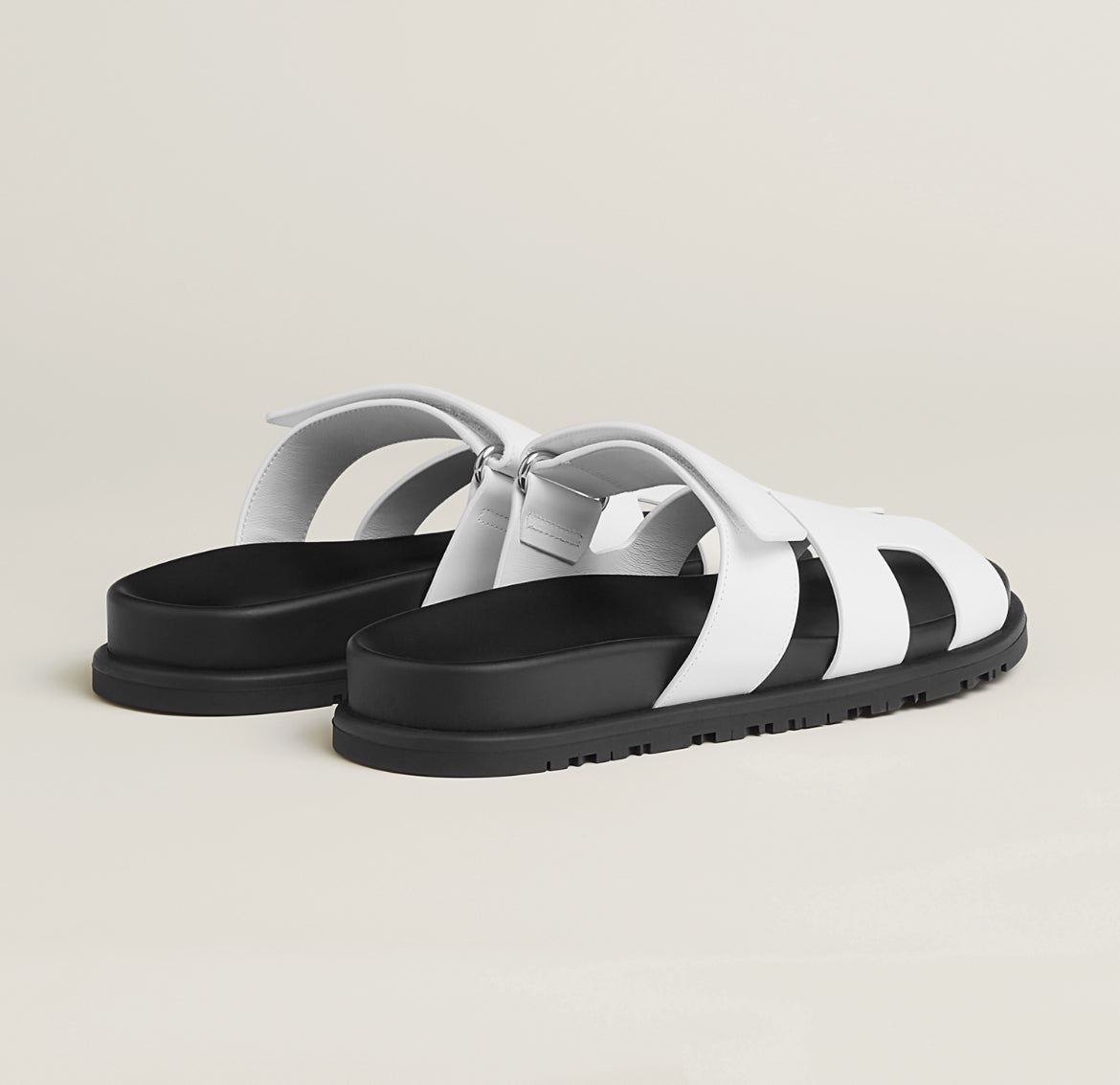 Hermès Chypre Sandals – White & Black Sole