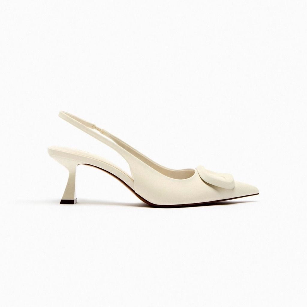 ZARA Embellished Heeled Slingback – White
