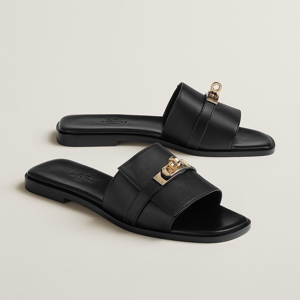 Giulia Slide Sandals – Silver Hardware Detail
