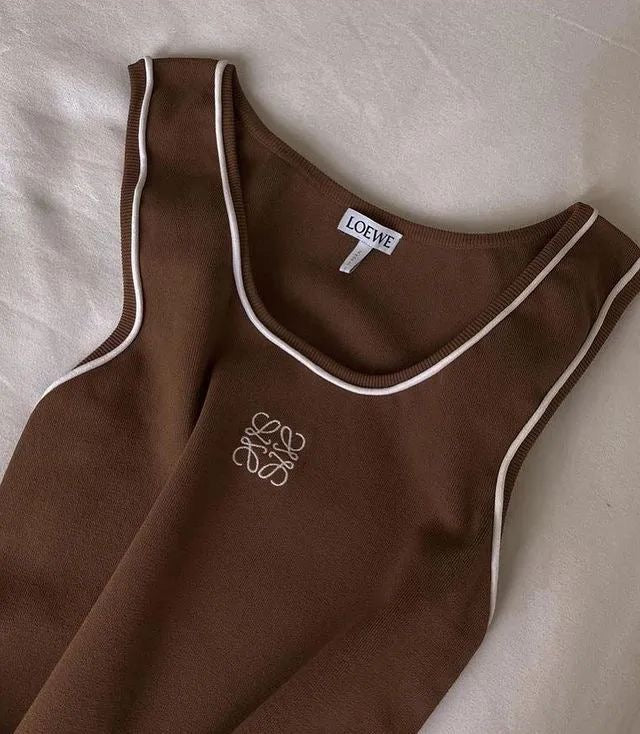 Loewe Contrast-Edge Tank Top – Brown & White