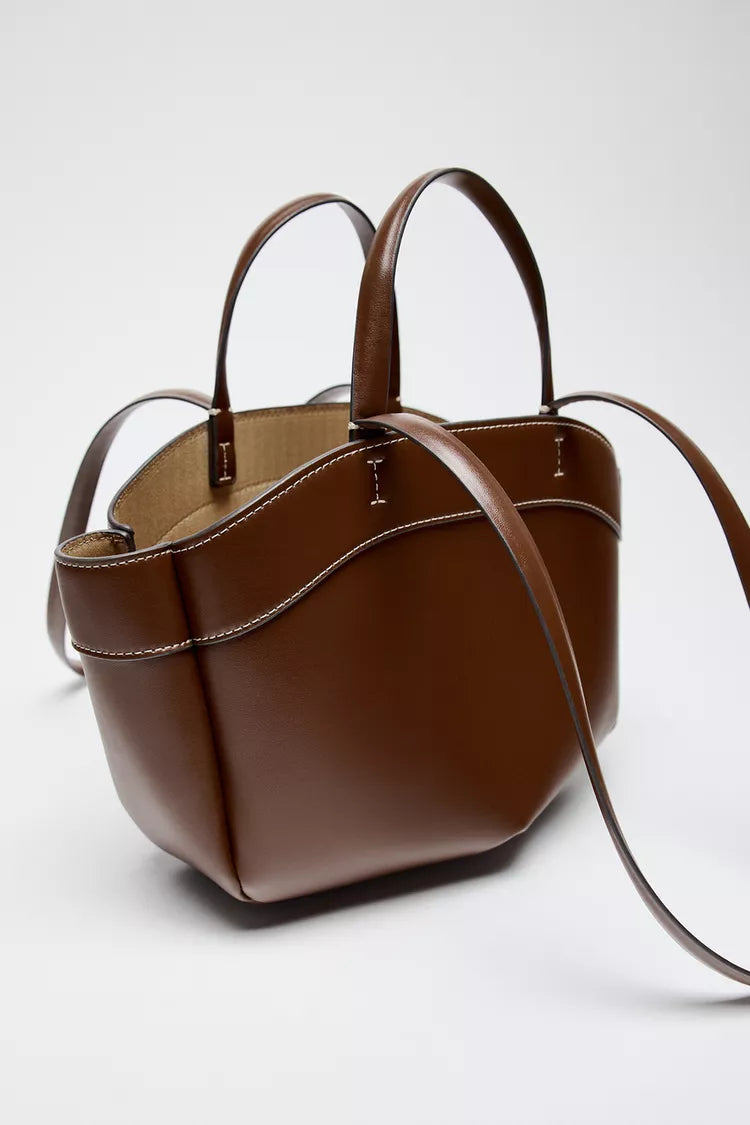 ZARA Structured Tote Bag Brown(small)