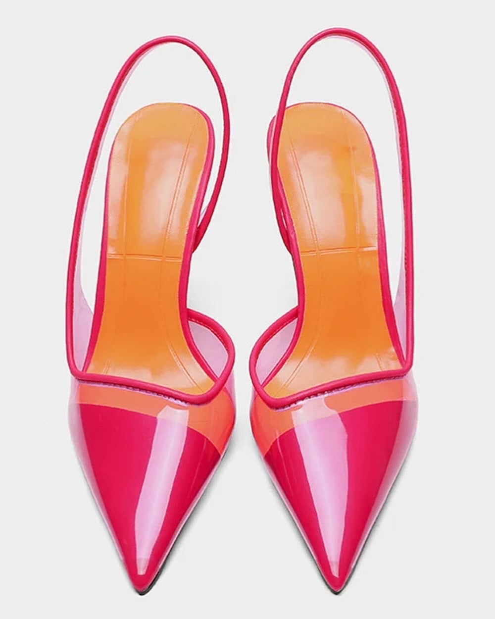 ZARA Transparent Splice Heels – Rose Red Elegance