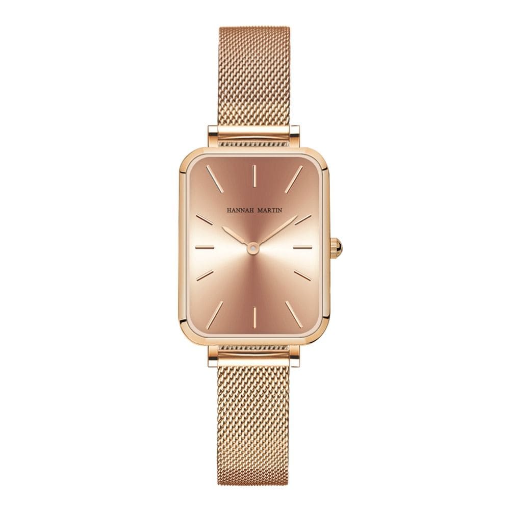 Hannah Martin Rose Gold Watch – White Dial Elegance