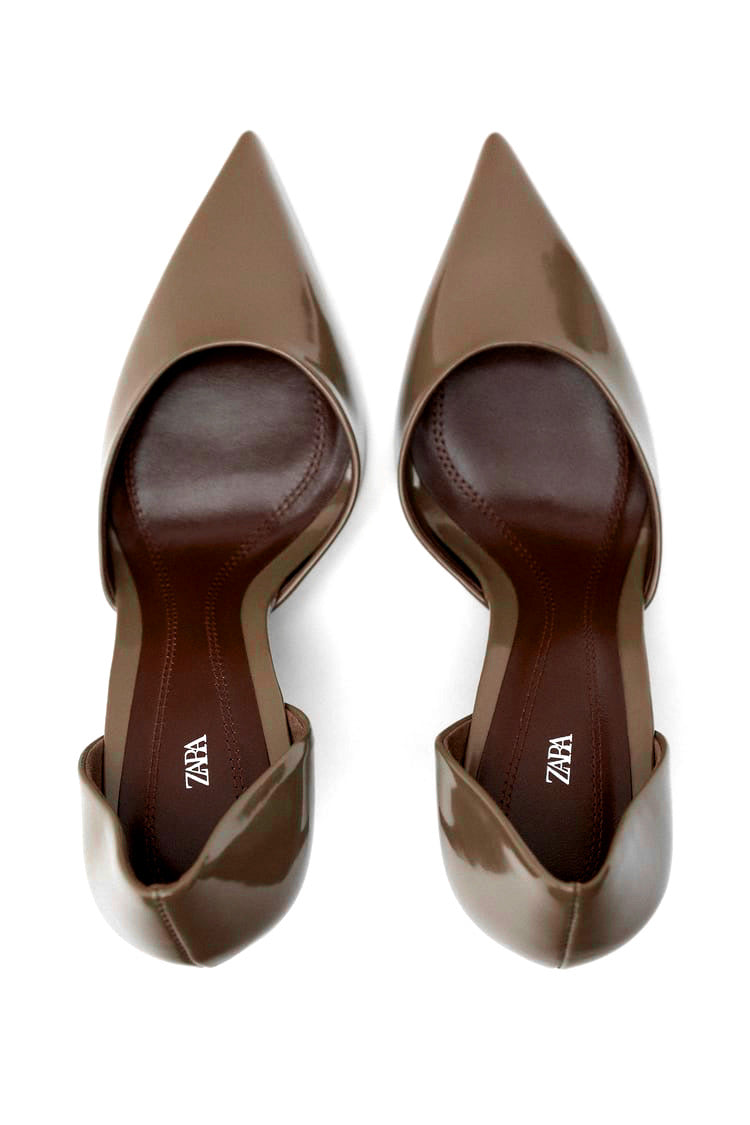 ZARA Taupe Grey Court Heels with Open Sides