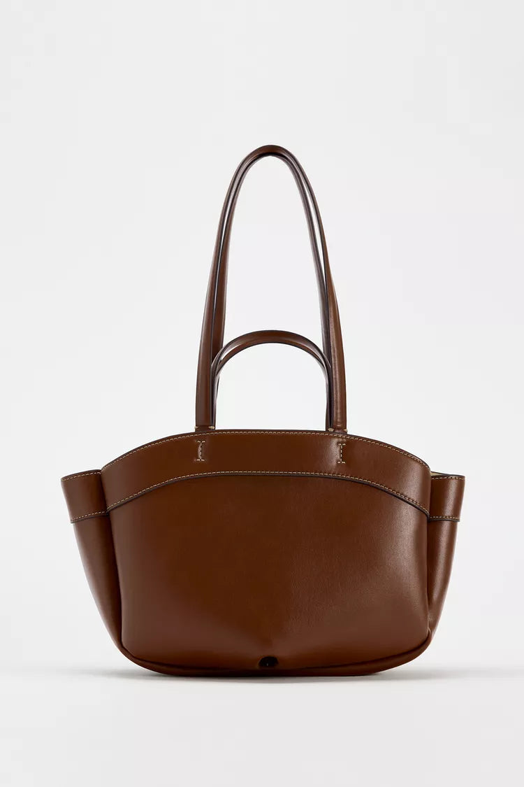 ZA RÁ Structured Tote Bag Brown(small)