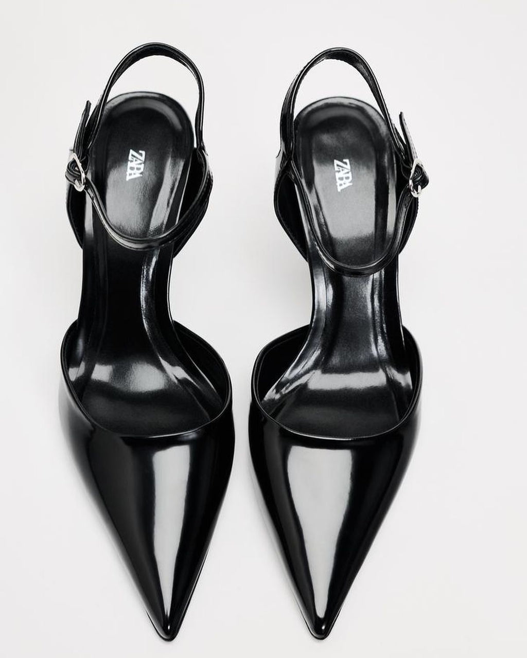 ZA RA Black Heeled Slingback Pumps – Ankle Strap | 3.1”