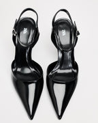 ZA RA Black Heeled Slingback Pumps – Ankle Strap | 3.1”