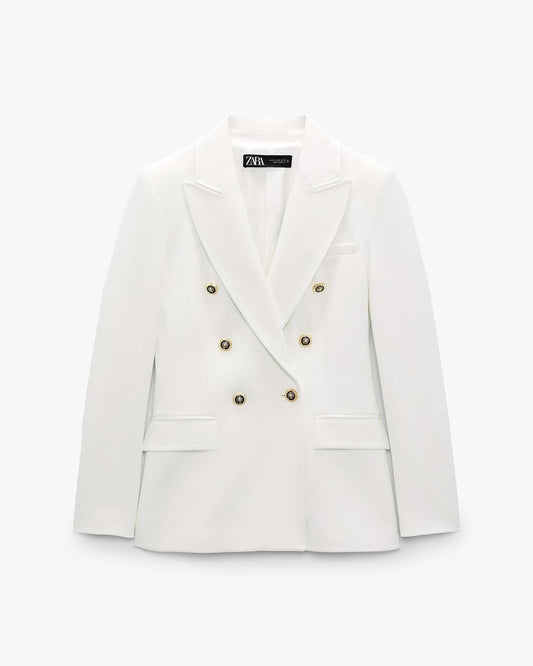 Zara Ivory Luxe Blazer