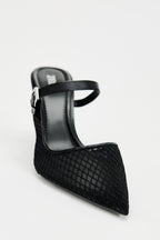 Sleek Mesh Pointed Heels – Noir Edition