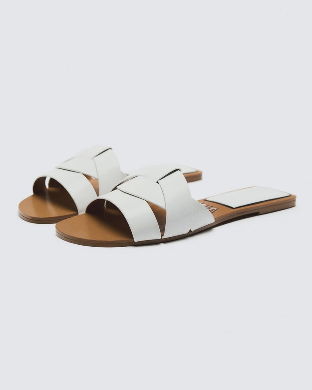White Crossed Leather Flat Sandals – Summer Edit