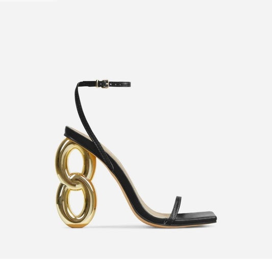 Metal Chain Heel Sandals – Square Toe | 4.7” Heel