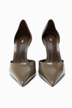 ZA RÁ Taupe Grey Court Heels with Open Sides