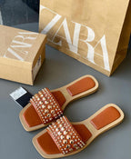 ZA RÁ Studded Brown Sandals