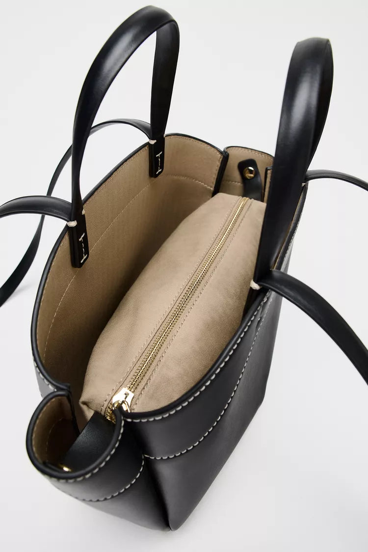 ZARA Structured Tote Bag Black(small)