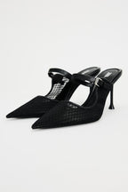 Sleek Mesh Pointed Heels – Noir Edition