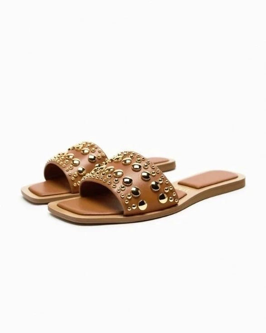 ZARA Studded Brown Sandals