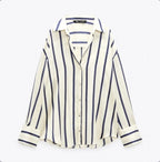 ZA RÁ Striped Silk Shirt
