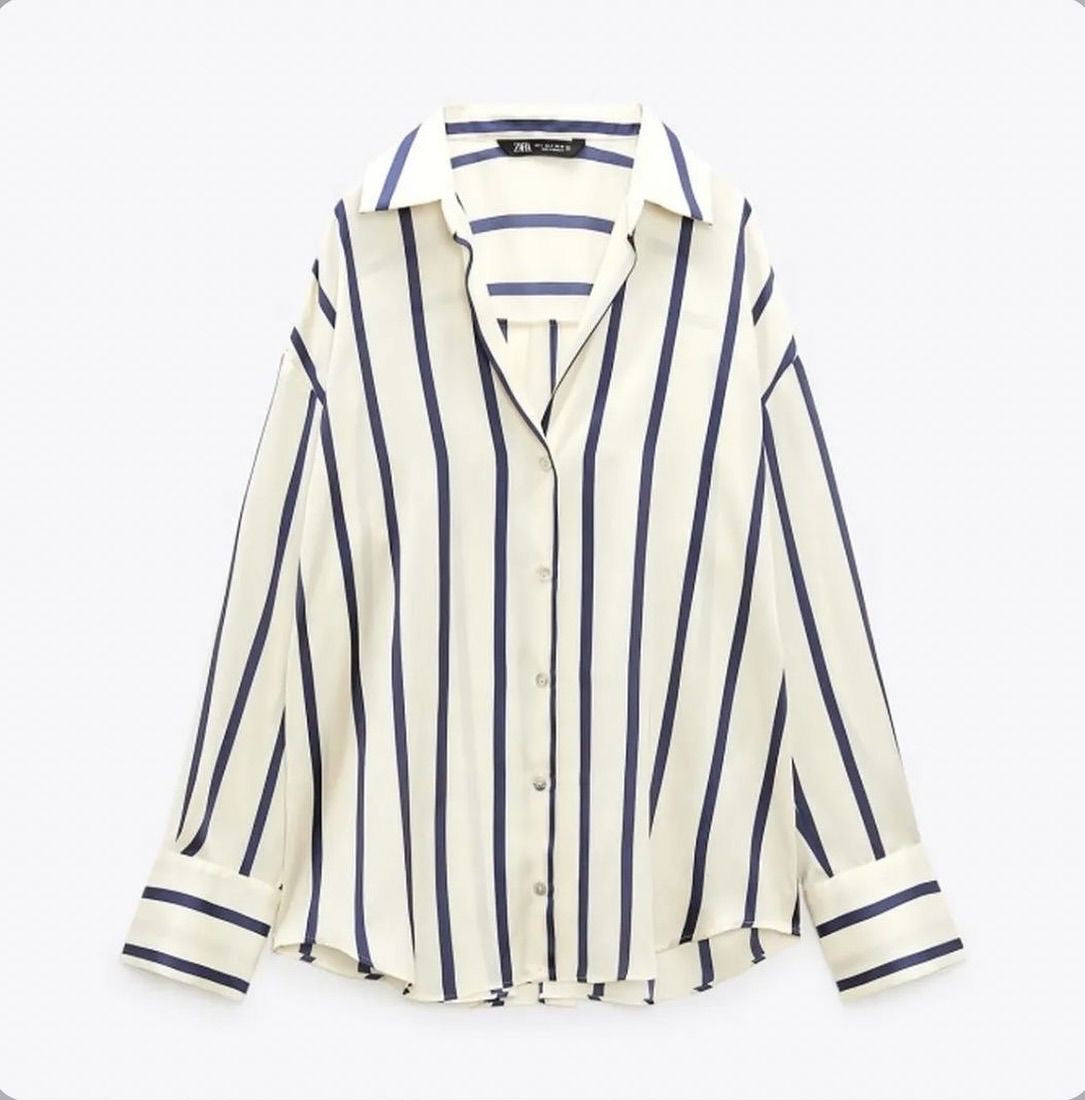 ZA RÁ Striped Silk Shirt