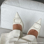 ZA RÁ Embellished Heeled Slingback – White