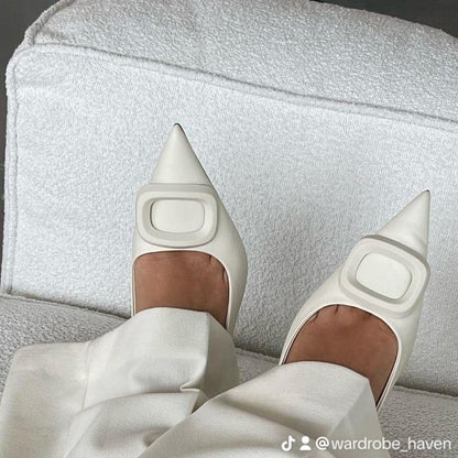 ZARA Embellished Heeled Slingback – White