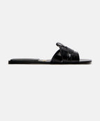 Black Crossed Leather Flat Sandals – Minimal Luxe