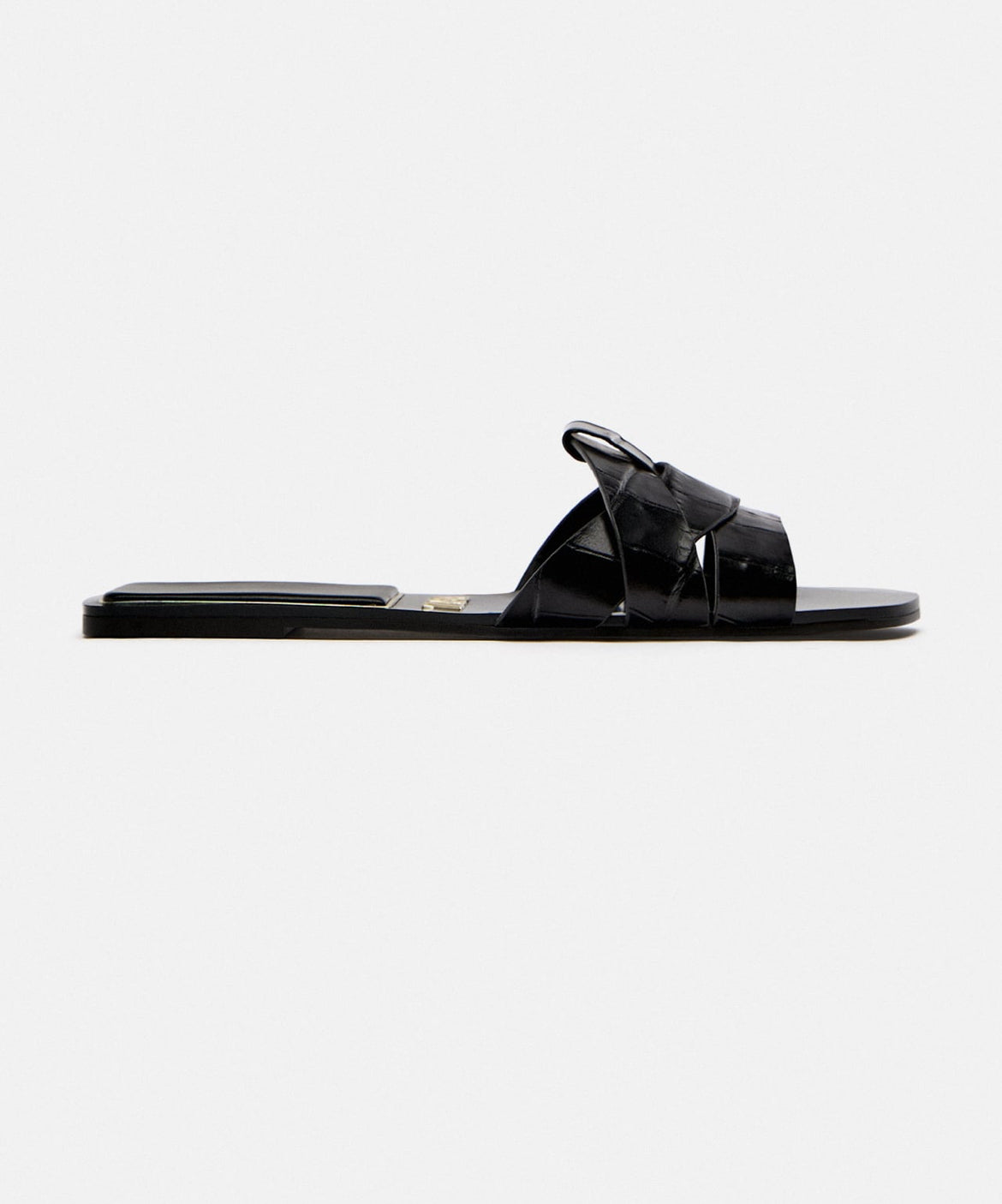 Black Crossed Leather Flat Sandals – Minimal Luxe