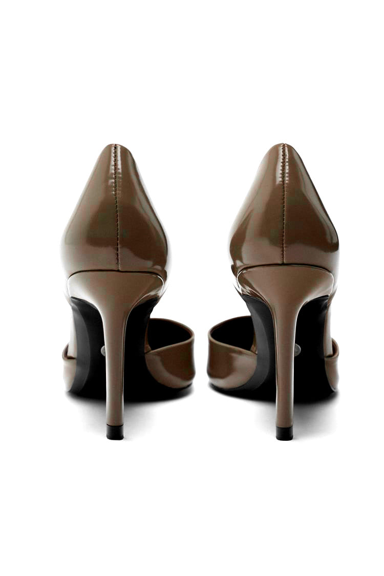 ZA RÁ Taupe Grey Court Heels with Open Sides