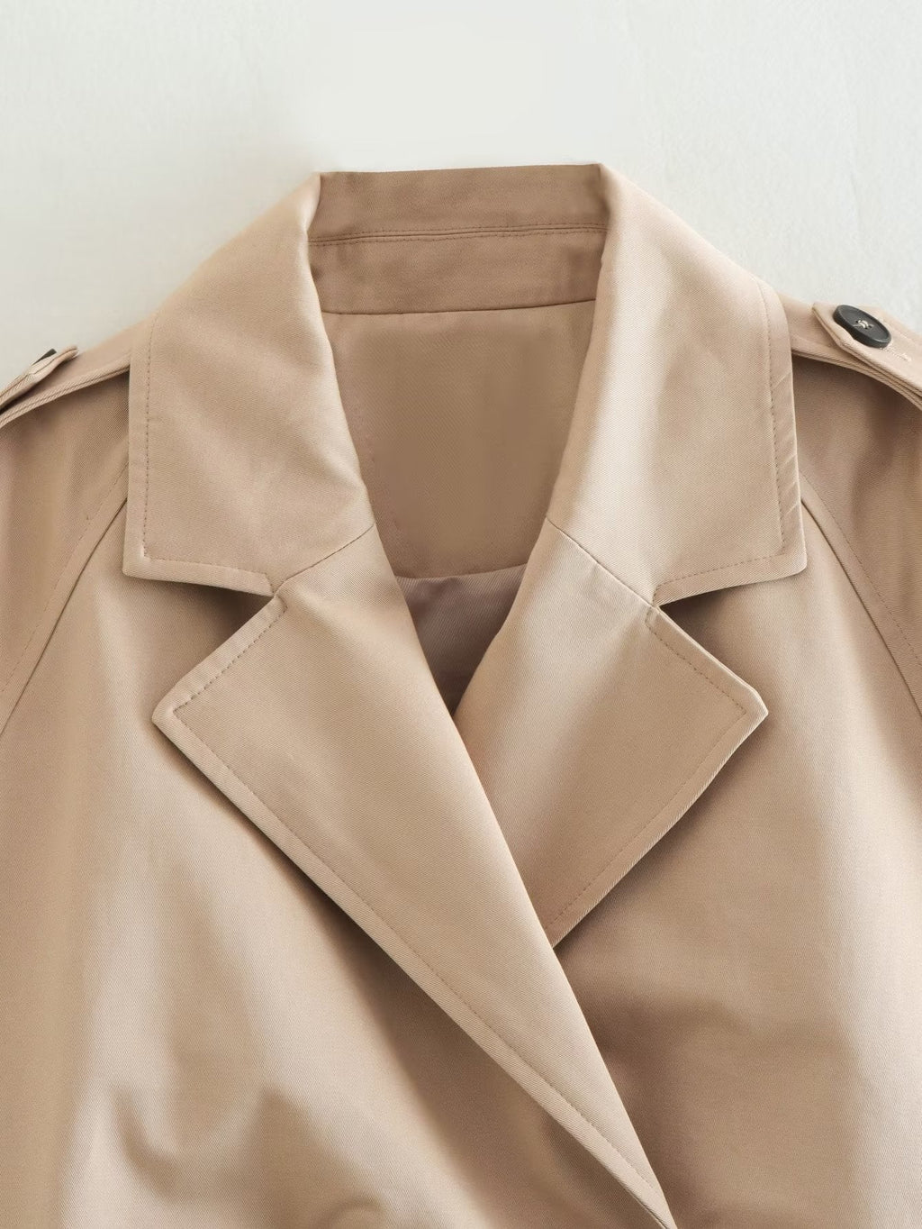 ZA RÁ Oversized Cropped Trench Topcoat – Beige