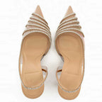 ZA RA Apricot Vinyl Heels with Rhinestones