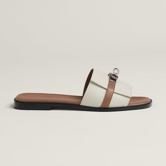 Giulia Slide Sandals – White Edition with Silver Detail