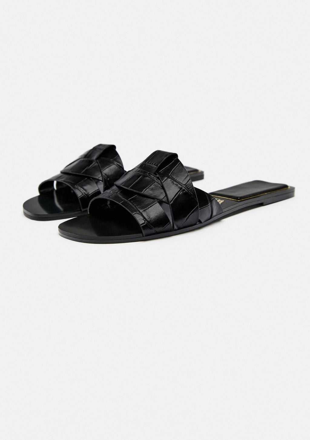 Black Crossed Leather Flat Sandals – Minimal Luxe