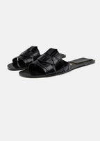 Black Crossed Leather Flat Sandals – Minimal Luxe