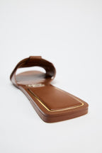 ZA RÁ Brown Crossed Leather Flat Sandals – Earth Tone Edition