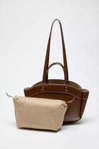 ZA RÁ Structured Tote Bag Brown(small)
