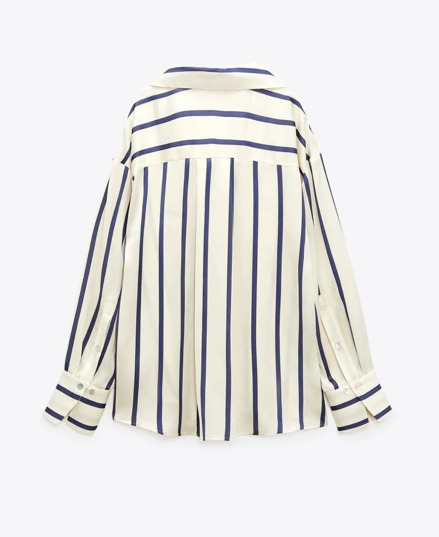 ZA RÁ Striped Silk Shirt