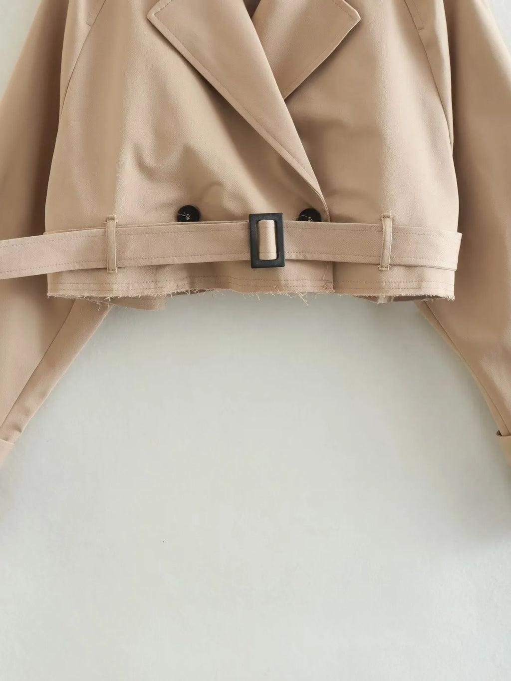 ZA RÁ Oversized Cropped Trench Topcoat – Beige