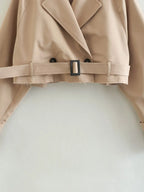 ZA RÁ Oversized Cropped Trench Topcoat – Beige