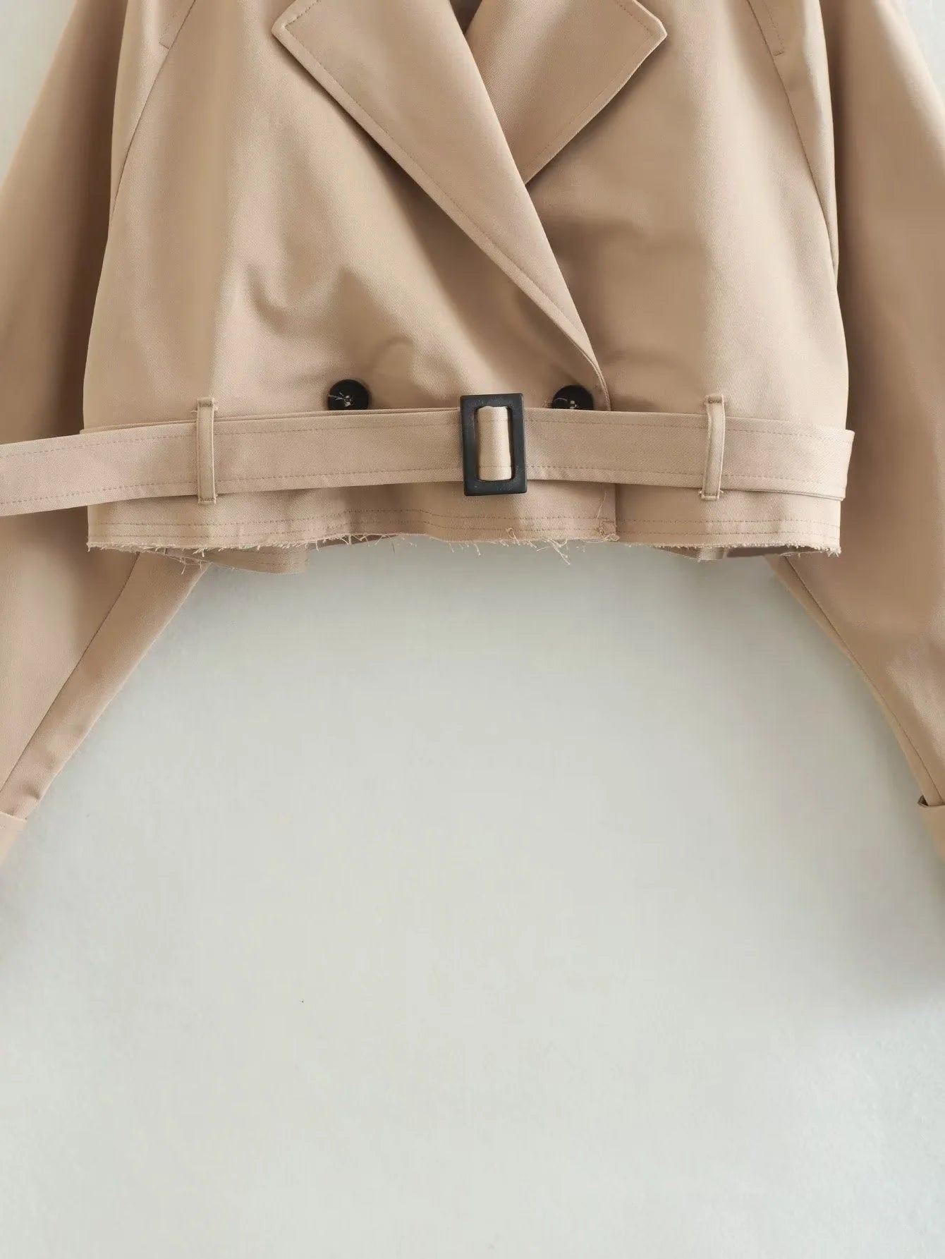 ZA RÁ Oversized Cropped Trench Topcoat – Beige