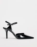 ZA RA Black Heeled Slingback Pumps – Ankle Strap | 3.1”