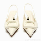 ZA RÁ Embellished Heeled Slingback – White