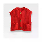 RED CHUNKY SWEATER VEST