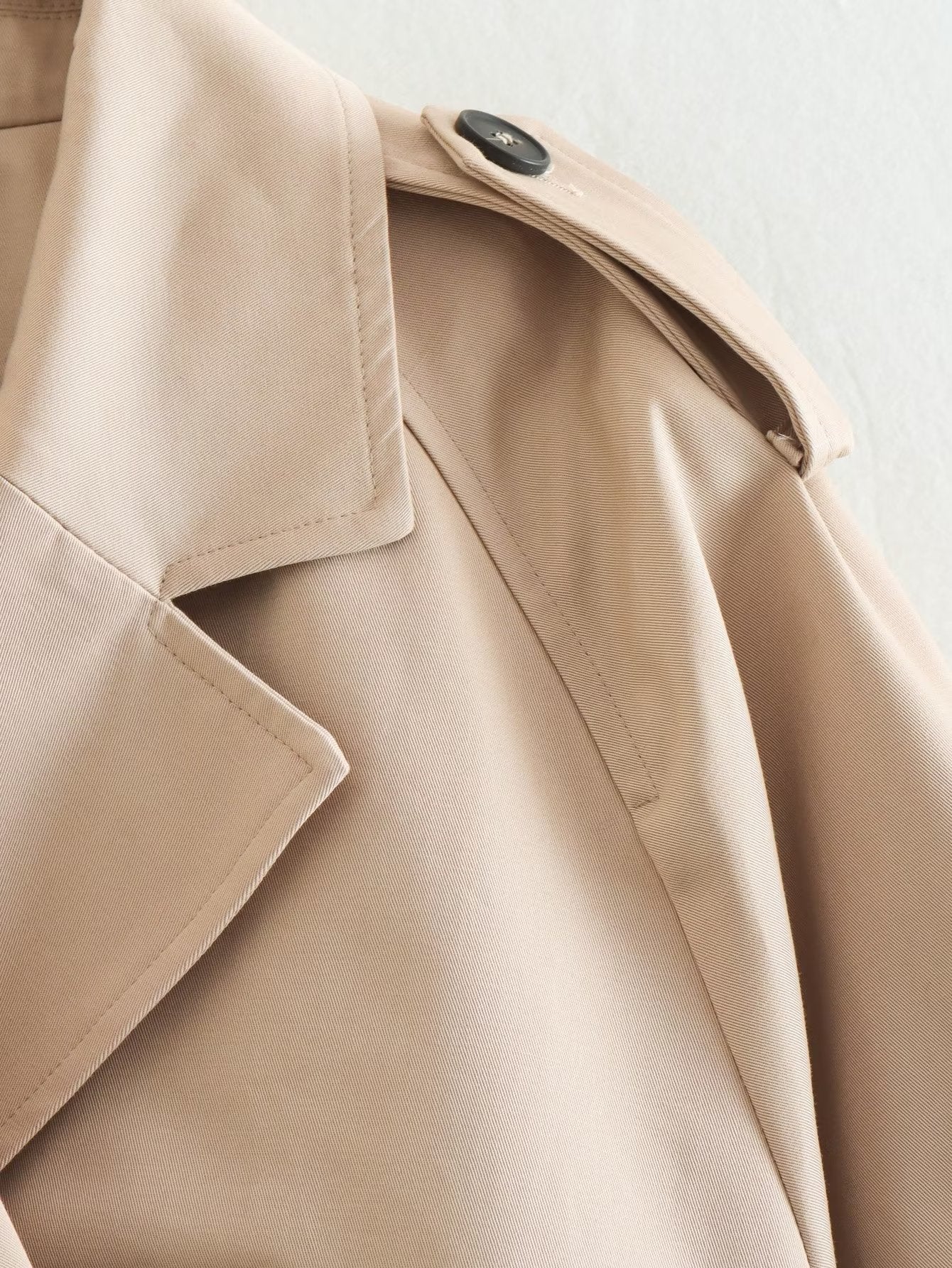 ZA RÁ Oversized Cropped Trench Topcoat – Beige