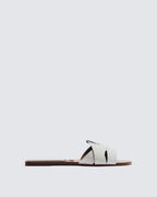 White Crossed Leather Flat Sandals – Summer Edit
