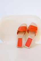 Orange Crossed Leather Flat Sandals – Sunset Edition