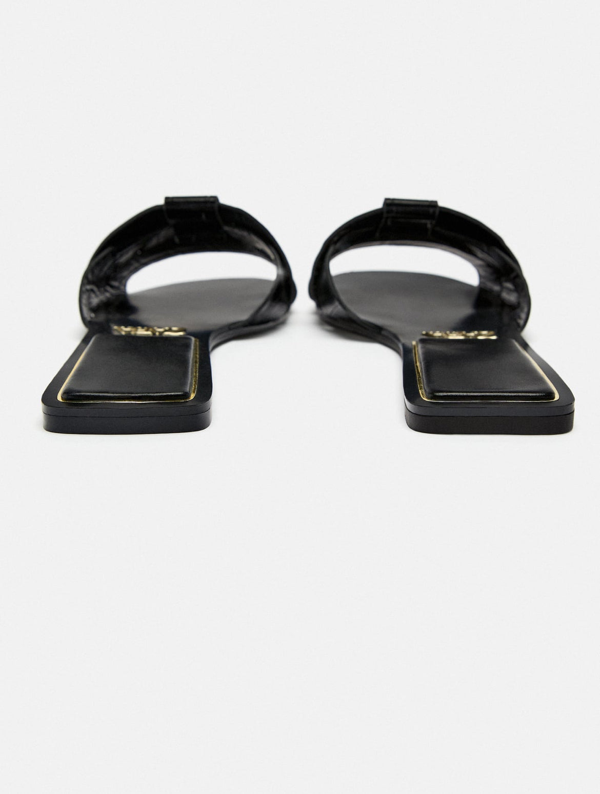 Black Crossed Leather Flat Sandals – Minimal Luxe